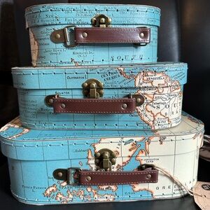 Jewelkeeper Paperboard Suitcases, Set of 3 - Nesting Storage boxes